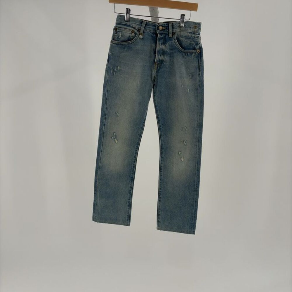 R13 Straight Leg Boyfriend Jeans Distressed